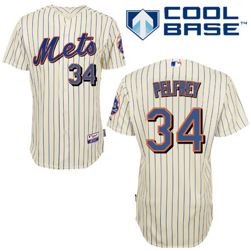 2012 New style New York Mets 34 Mike Pelfrey Cream Cool Base MLB Jersey Baseball MLB Jerseys